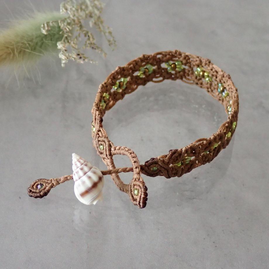 巻貝マクラメブレスレット L | 6枚目