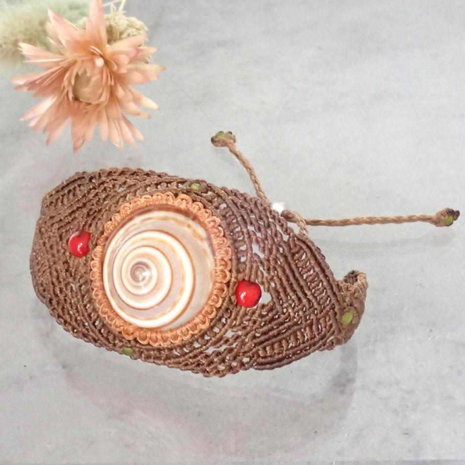 巻貝マクラメブレスレット L | 5枚目