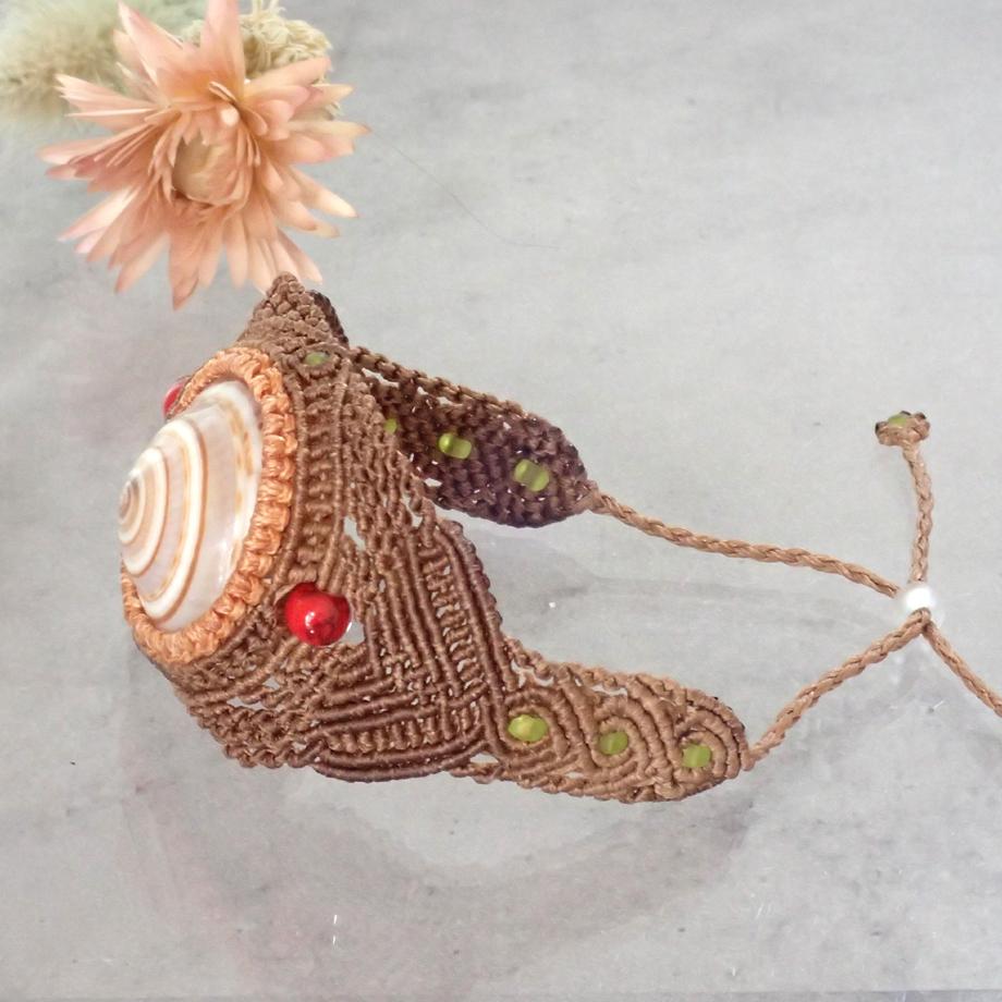 巻貝マクラメブレスレット L | 7枚目