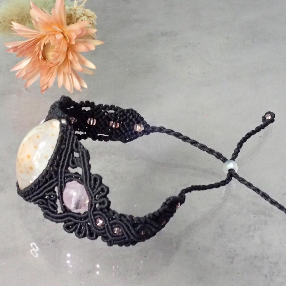 タカラガイマクラメブレスレット L | 8枚目